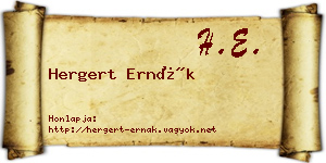 Hergert Ernák névjegykártya
